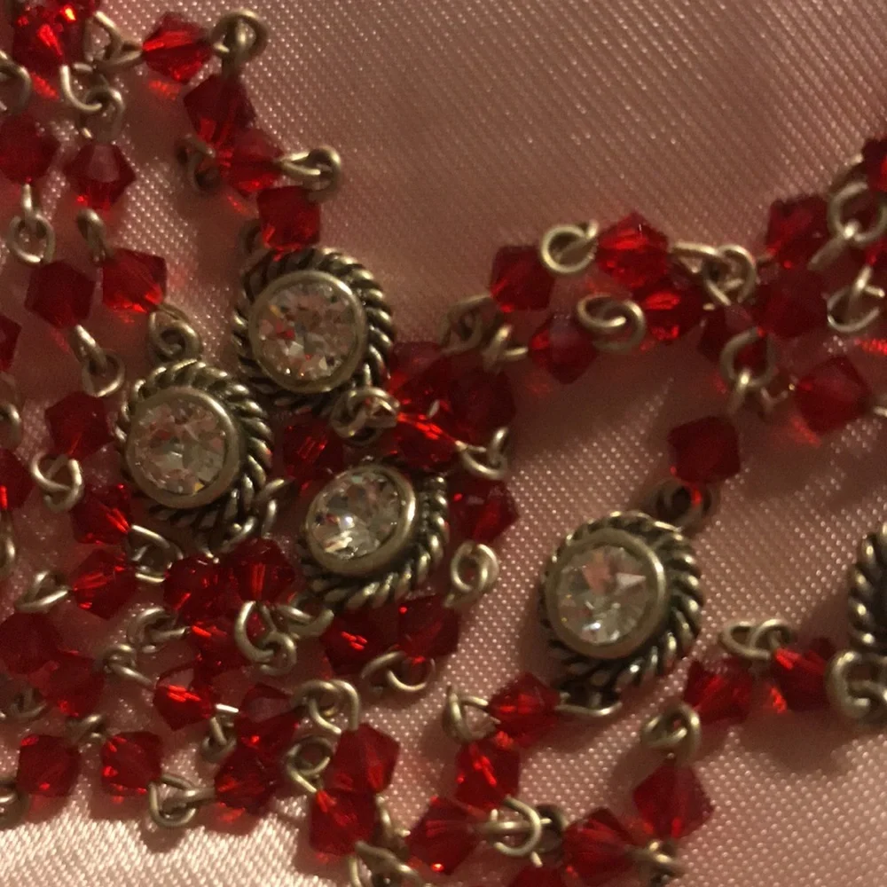 VSA Virgin Saints & Angels 4 strand crystal layered necklace, w clear crystals - Picture 5 of 7